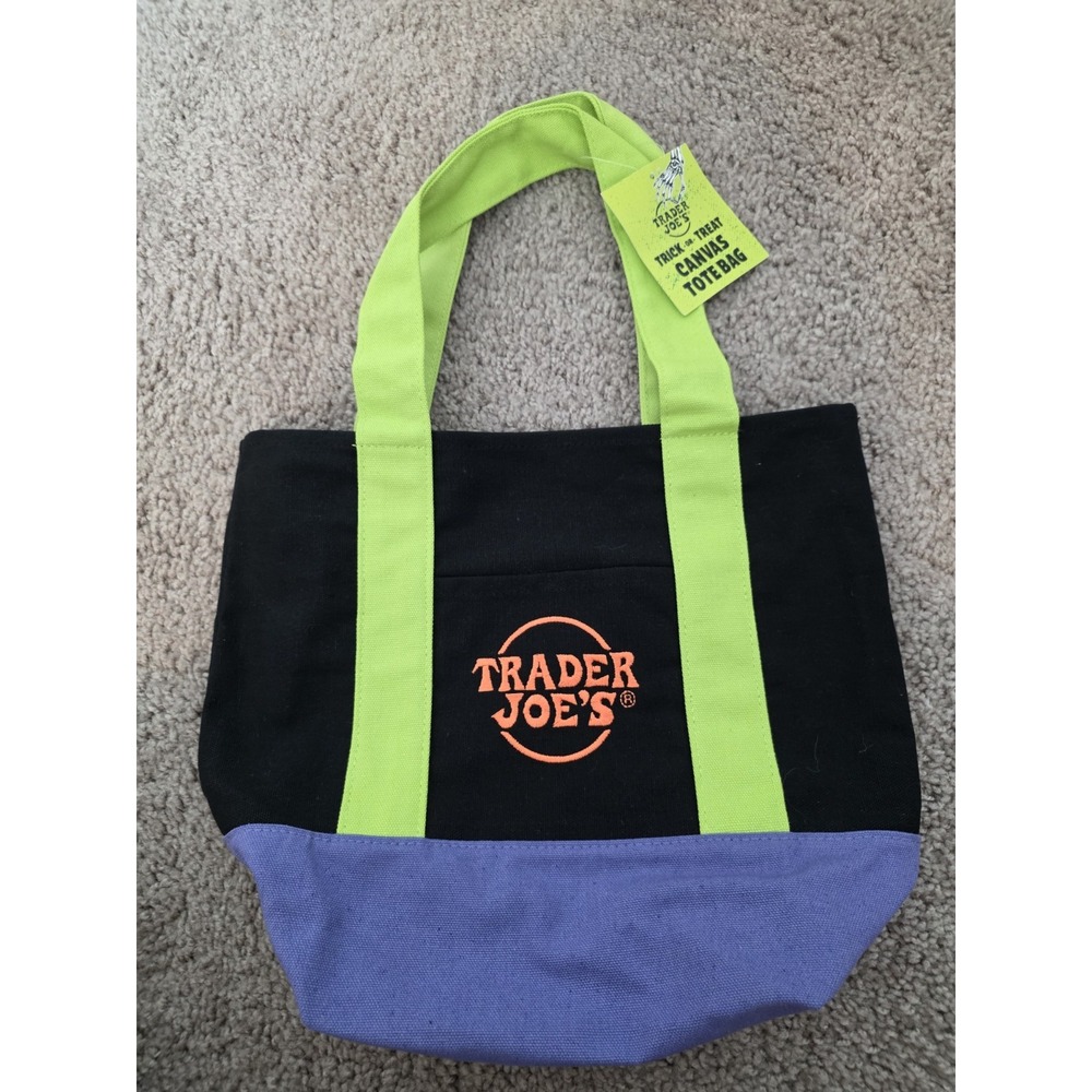 2025 Trader Joes Multicolor Canvas Tote Bag Trick Or Treat Halloween